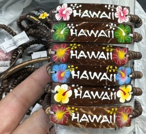 6 Coconut 6"Elastic Hawaiian Hawaii jewelry ID Bracelet - Picture 1 of 6