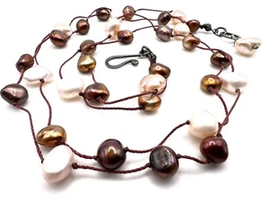 Böhmische Süßwasserperlen Halskette Doppelstrang - Bild 1 von 8