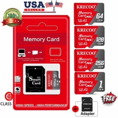Micro SD Card 64GB 128GB 256GB 1TB Class 10 SDHC SDXC Phone Memory & Adapter lot - Image 1 of 4
