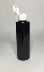 100ml PET Plastic Black Cylindrical Bottles And White Flip Top Cap ANY AMOUNT - Picture 1 of 3