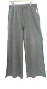 Bp Nordstrom Size L Lounge Pants Charcoal Gray Wide Leg Pockets Split Side - Picture 1 of 15