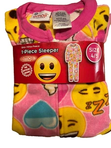 New Emoji One piece Sleeper pajama set Girls size 4/5 - Picture 1 of 1