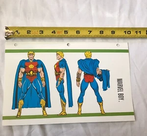 RARE Vintage Marvel Comics Character MARVEL BOY Power Rating Bio Sheet Card - Picture 1 of 2