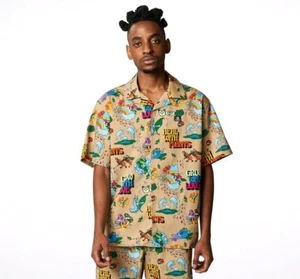 Converse Plant Print Resort Beige SS Button Up Shirt Sz M - 10023277 - Picture 1 of 7