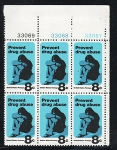 ALLY'S US Plate Block Scott #1438 8c Prevent Drug Abuse [6] MNH [F-28b UR] - Picture 1 of 1