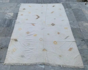 Vintage Moroccan Kilim,Silk Kilim,Sabra Kilim,Traditional Kilim 5x7 ft Free Ship - Picture 1 of 9