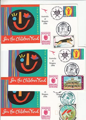 Stamp Australia save the children fund pse SINGPEX 94 cachet Mongolia group of 6 - Image 1 of 2
