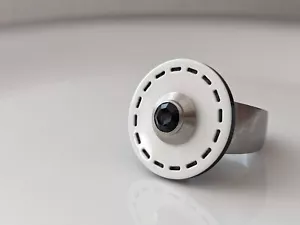 Scheibe - "Weiß mit Steppnaht" 23mm - kompatibel Charlotte 21, Touch Ring - Bild 1 von 3