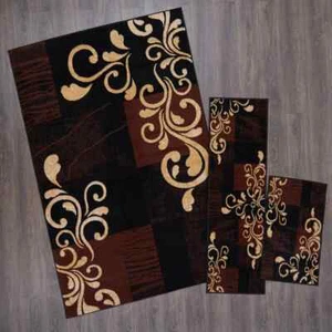 Ariana Black/Brown 5 ft. x 7 ft. 3-Piece Geometric Area Rug Set - Picture 1 of 5
