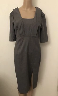 Moschino Dress Stress Gray Stretch Wool Knee-Length 1/2 Sleeve Size 8 IT 42 M - Image 1 of 4