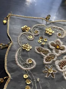 MANTEL DE LUJO SEDA JOYA BORDADO CON CUENTAS, ALFOMBRILLAS DE MESA AUXILIAR, DORADO VENDIDO POR 1 - Imagen 1 de 10