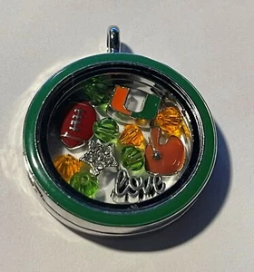 Miami Hurricanes NCAA Memory Charm Locket w/ 22 IN chain NEW - Picture 1 of 5