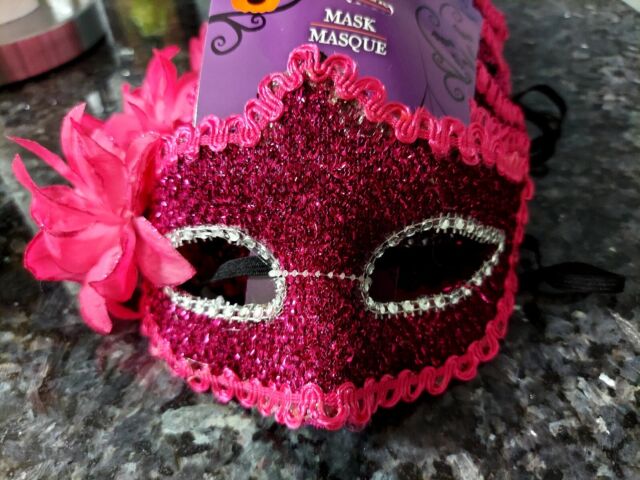Masquerade Masque Fashionable Elegant Half-Face Party Fox Furry Eye Masque for Girl Pink Plastic,Plush, Women's, Size: One Size