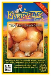 500 Texas Early Grano Onion Seeds - Everwilde Farms Mylar Seed Packet - Picture 1 of 3