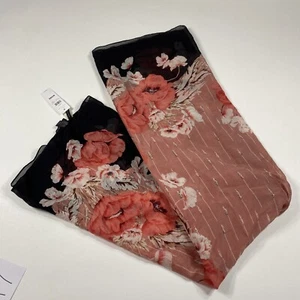 Ann Taylor Womens Silk Blend Scarf Floral Print Square Flowers Neck Scarf - Picture 1 of 3