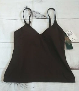 Ralph Lauren LRL Separates Damen Größe 6 Braun Gold Tank Schwimmen Top V-Ausschnitt NEU - Bild 1 von 10
