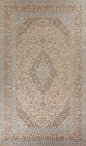 Vintage Muted Peach Traditional Mashaad Large Rug 10x16 Hand-knotted Wool Carpet - Picture 1 of 18