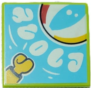 Lego Tile 2x2 with Groove BeatBit Album Cover Hand and Beach Ball - Picture 1 of 1
