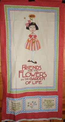 Mary Engelbreit Friend & Flowers cotton quilt fabric panel garden Moda OOP 2007 - Image 1 of 4