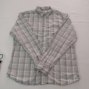 Camisa a cuadros Sonoma RN#73277 blanca/gris con botones para hombre talla grande - Imagen 1 de 19