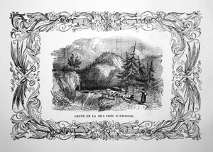 1840 Innsbruck Austria Austria cascada vista vista xilografía woodcut - Imagen 1 de 1