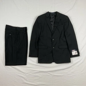 Chaps Boys Suit 14 Black Pinstripe 2 Piece Jacket Pants Set Formal NWT Wedding - Picture 1 of 24