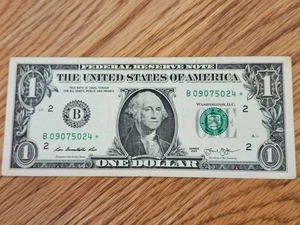 RARE-ERROR DC 2013 B Duplicate $1 Star Note Serial # B 09075024* - Picture 1 of 5