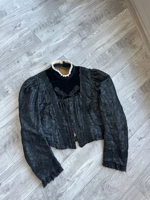 Antigua chaqueta blusa negra victoriana vintage de los años 1890 talla: S Foto 1 de 4