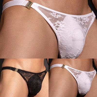 Herren Sexy Spitze Tanga Unterwäsche Ultradünn Elastisch Blumenmuster G String - Bild 1 von 4
