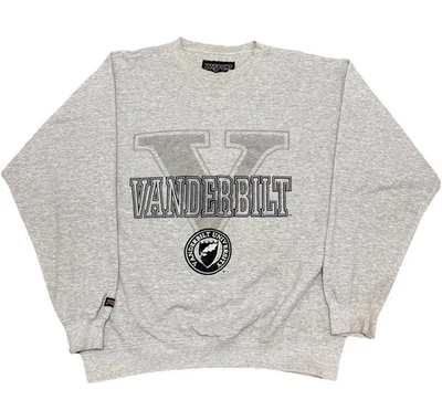 复古范德比尔特大学 Commodores 灰色运动衫男式 L 码 1990 年代 — 第 1/4 张图片