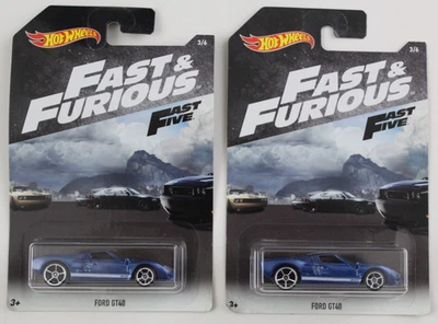 Lot of 2 Hot Wheels Fast And Furious Fast Five Ford GT40 Blue 3/6 2017 (43) - Image 1 of 3