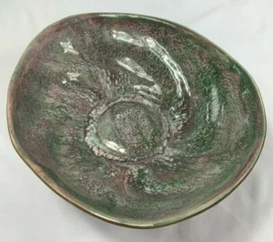 Vintage Hammat Original 322 Signed Pottery Bowl Glossy Unique Mauve Green Glaze - Picture 1 of 9