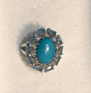 Gem Insider alias Paul Deasy's Türkis und Schweizer Blautopas, Damenring Gr. 8 - Bild 1 von 20