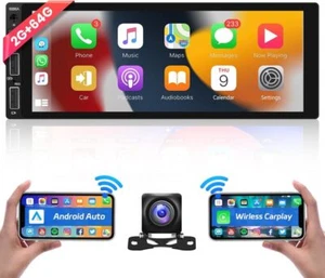 7" 1 DIN Android 13 Autoradio mit Carplay GPS Navi Bluetooth WiFi USB RDS 2+64GB - Bild 1 von 14