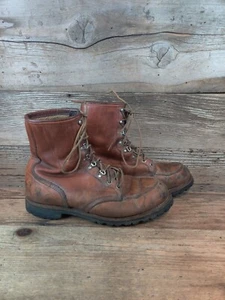 VINTAGE MENS LEATHER LOGGER BOOTS sz 10D - Picture 1 of 5
