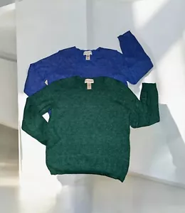 ALFRED DUNNER Lot Of 2 Green Blue SPECKLED Pullover Sweater KNIT Women's Small - Picture 1 of 10