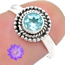 Handmade Gift For Women Blue Topaz Gemstone Cluster Ring 925 Silver Jewelry