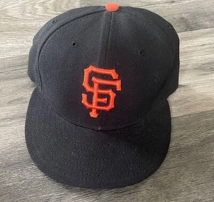 New Era 59Fifty San Francisco Giants Hat Black Fitted Cap Sz 7 1/4 - Picture 1 of 4