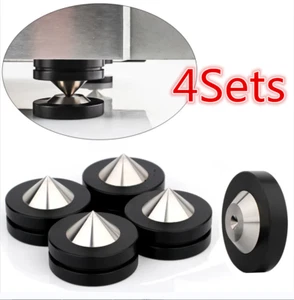 4Sets HIFI Speaker AMP Stainless Steel Stand Isolation Feet Spike Cone with Base - Picture 1 of 6