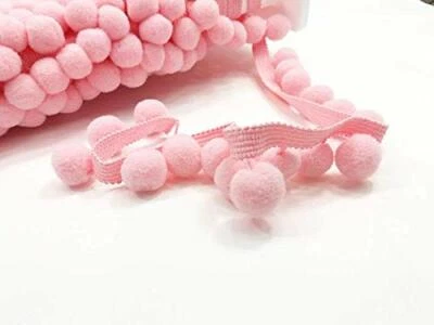POM POM Bobble Trim Fringe Size XL - 2cm/0.8" Best Quality #C BABY PINK - Image 1 of 3