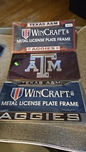 Texas A&M Aggies- NCAA - WinCraft Metal License Plate/Frame- 3 Diff Styles New - Picture 1 of 6