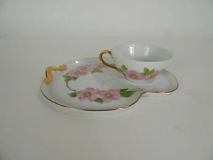 Floral Snack Plate WTea/coffee Cup Gold Trim on Cup Handle & Plate Porcelain? - Picture 1 of 5