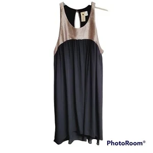 Needle & Thread Black And Metallic Gold Sleeveless Swing Dress Size Medium - Picture 1 of 7