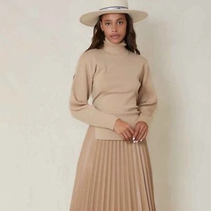 Jonathan Simkhai Eleanor Tie Back Turtleneck Sweater Size Large Beige Wool Blend - Picture 1 of 10
