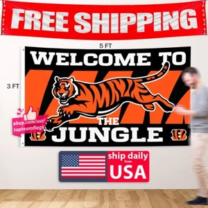 Cincinnati Bengals Fans 3x5 ft Flag Welcome To The Jungle Banner - Picture 1 of 12
