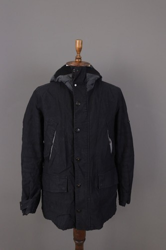 Giacca STONE ISLAND blu lana multitasche Cago con cappuccio e zip intera taglia L