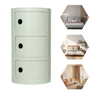 3 Layers Round Cabinet Bedroom Cabinet Bathroom Storage Organizer Free Standing - Picture 1 of 13