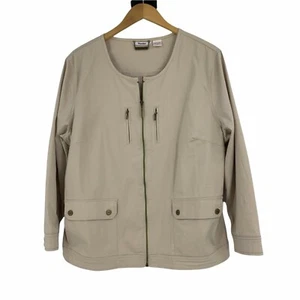 Womans Tan Jay Jacket 9924 Casual Full Zip Safari Size 16 Stretch Pockets - Picture 1 of 7