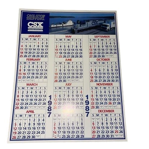 1987 Seaboard System Chessie CSX Railroad Calendar - FREE SHIP 7”X9” - Picture 1 of 6