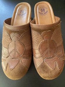 Lucky Brand Fable Brown Leather Slip on Clog Mules Boho Size 7.5 Peace Hippie - Picture 1 of 18